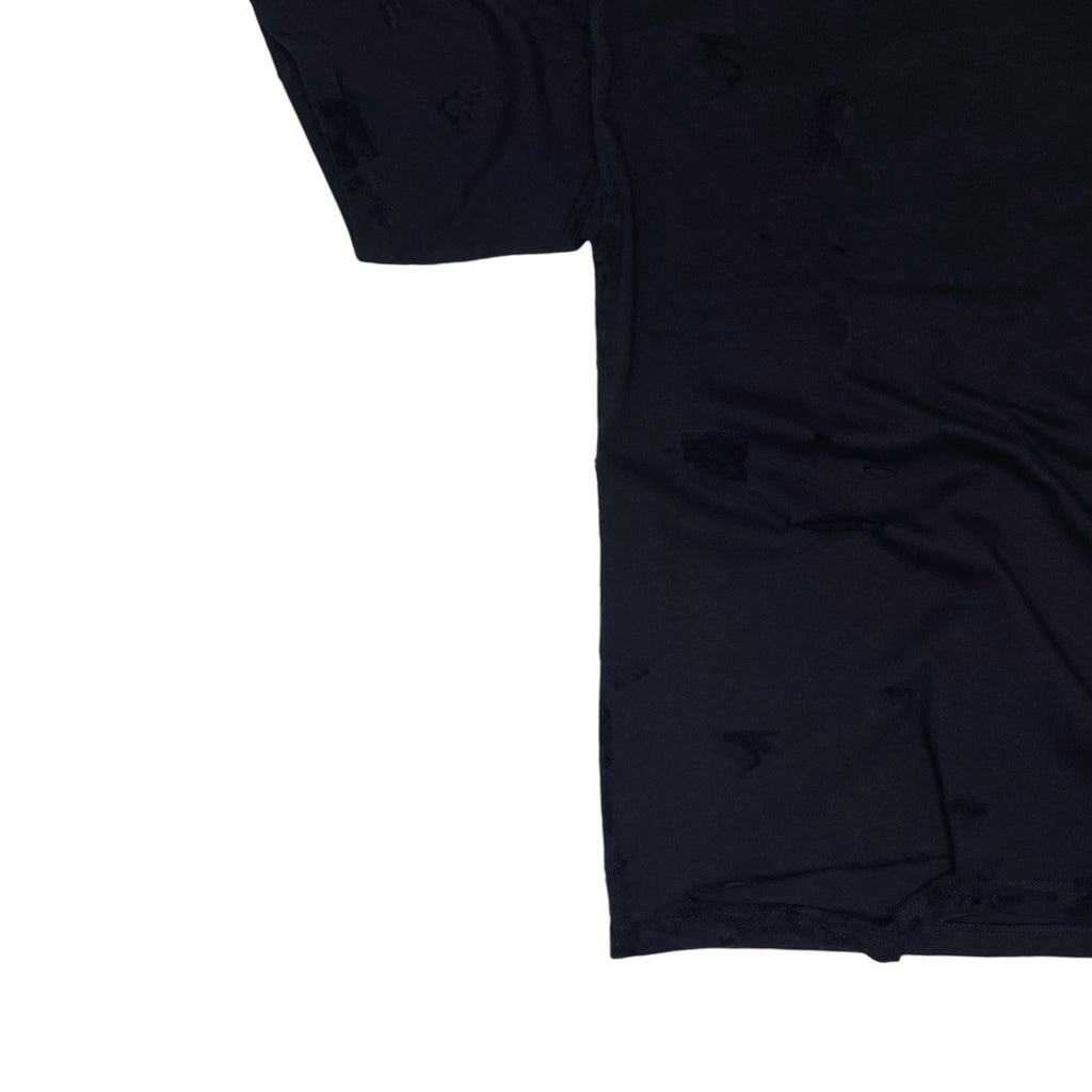 Partch Black Distressed T-Shirt Organic Cotton | Designer Clothing