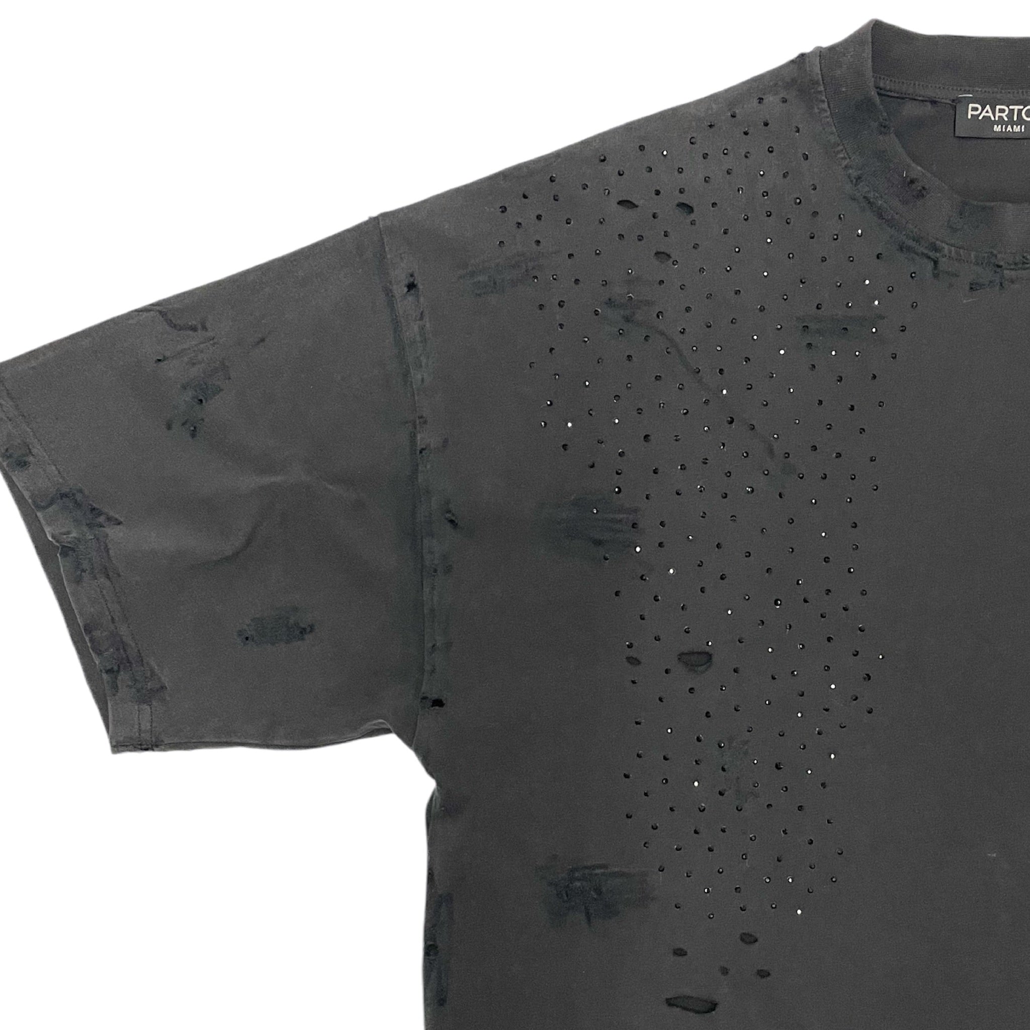 DIANTE Rhinestone Vintage Tee ブラック Oversized Crystal T-Shirt Black Rhinestone for Men's | PARTCH
