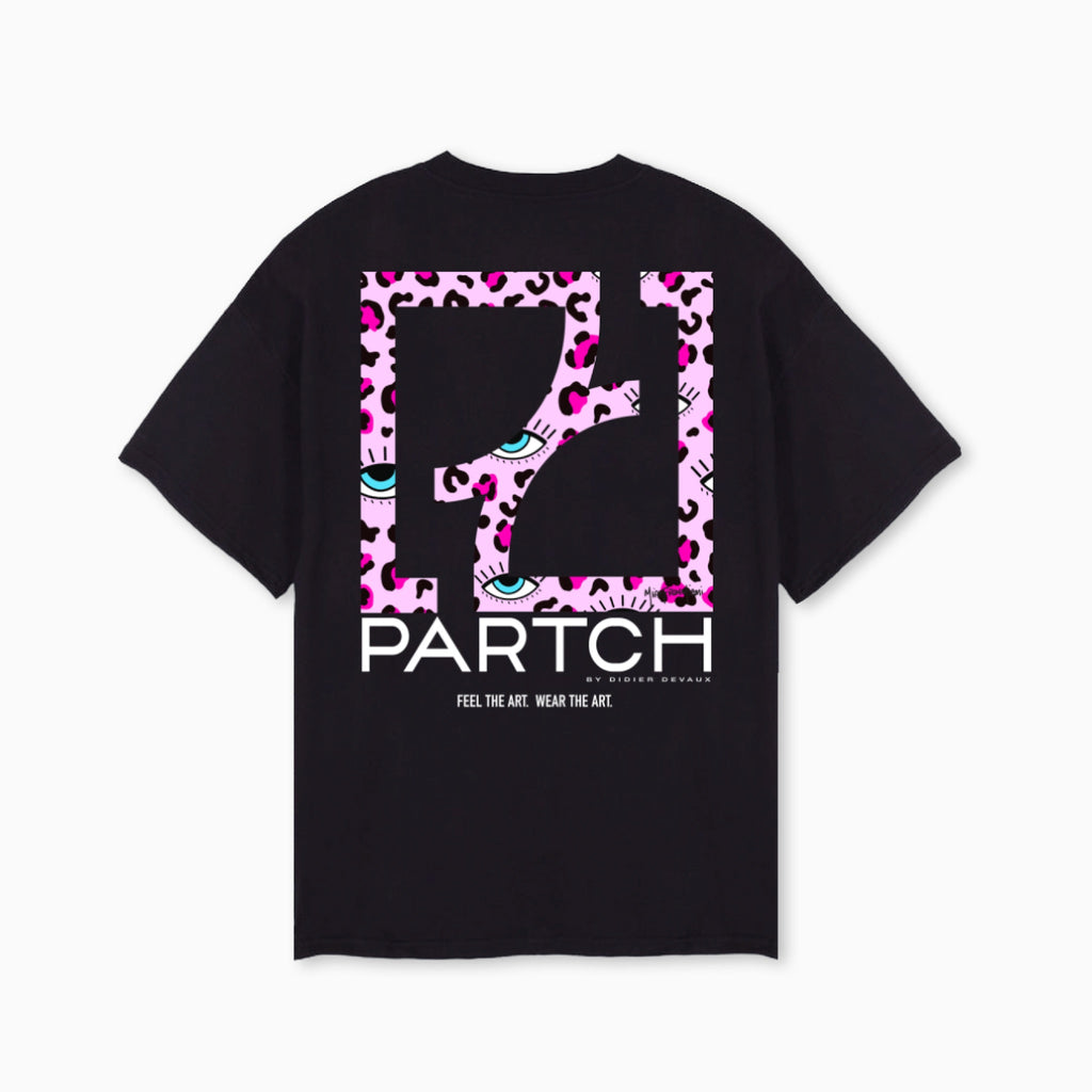 Cheetah Logo Pink Printed T-Shirt Cotton Black by Partch