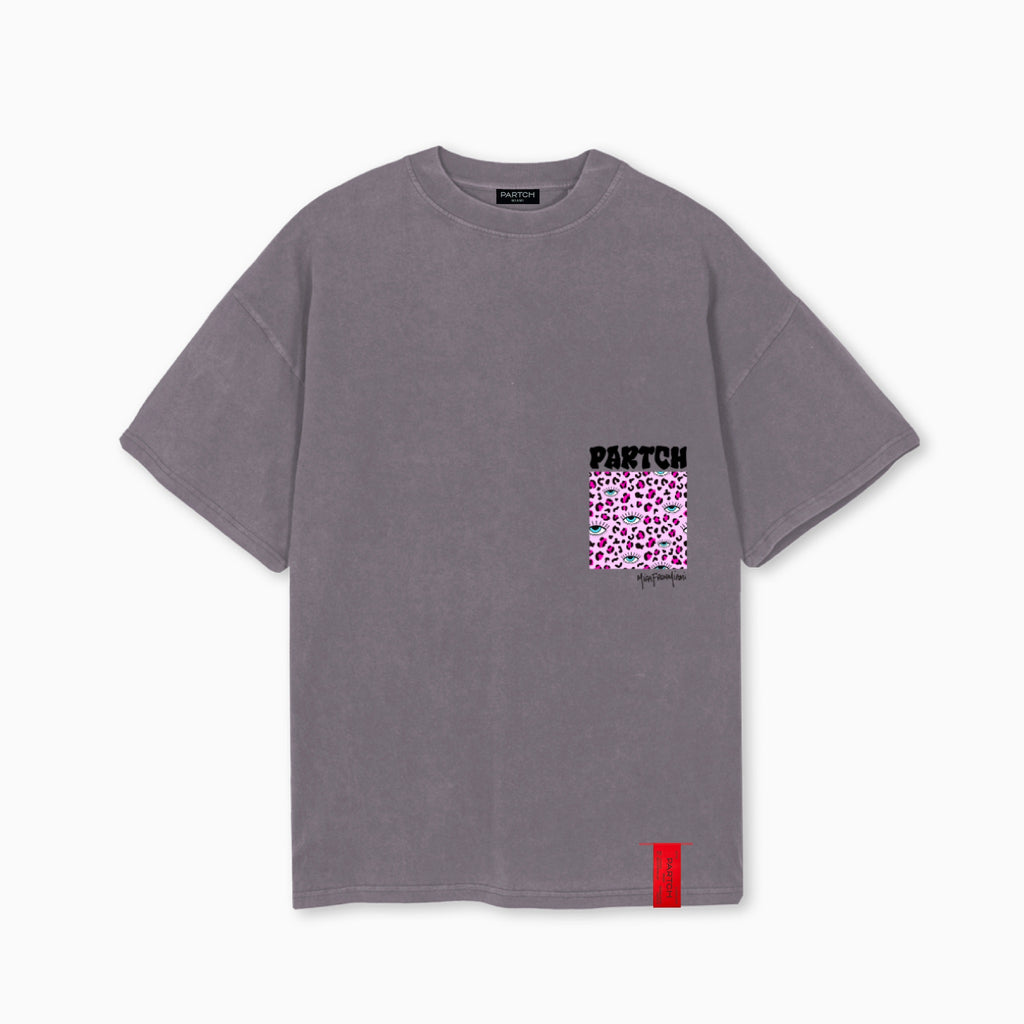 Partch Cheetah Pink Print T-Shirt in Pigment Grey for Men