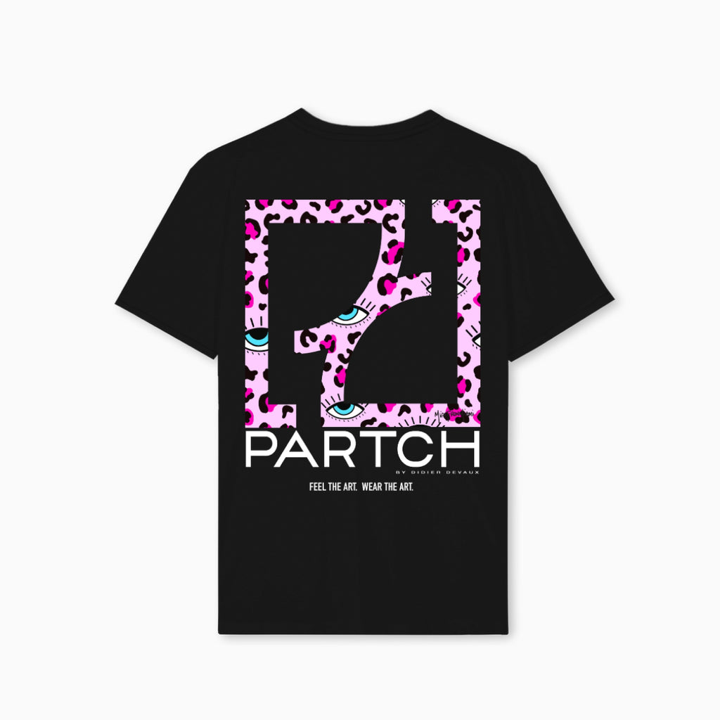 Partch Cheetah Pink logo print T-Shirt in Black