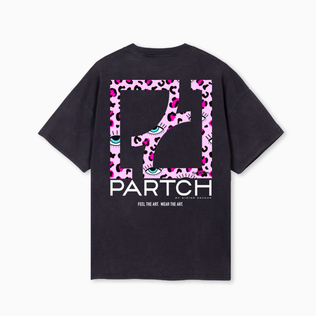 Partch Cheetah Pink T-Shirt in Vintage Black - Cotton