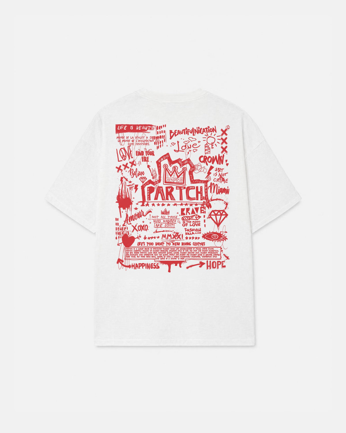 PARTCH Crown Oversized T-Shirt White Cotton | Luxury Streetwear