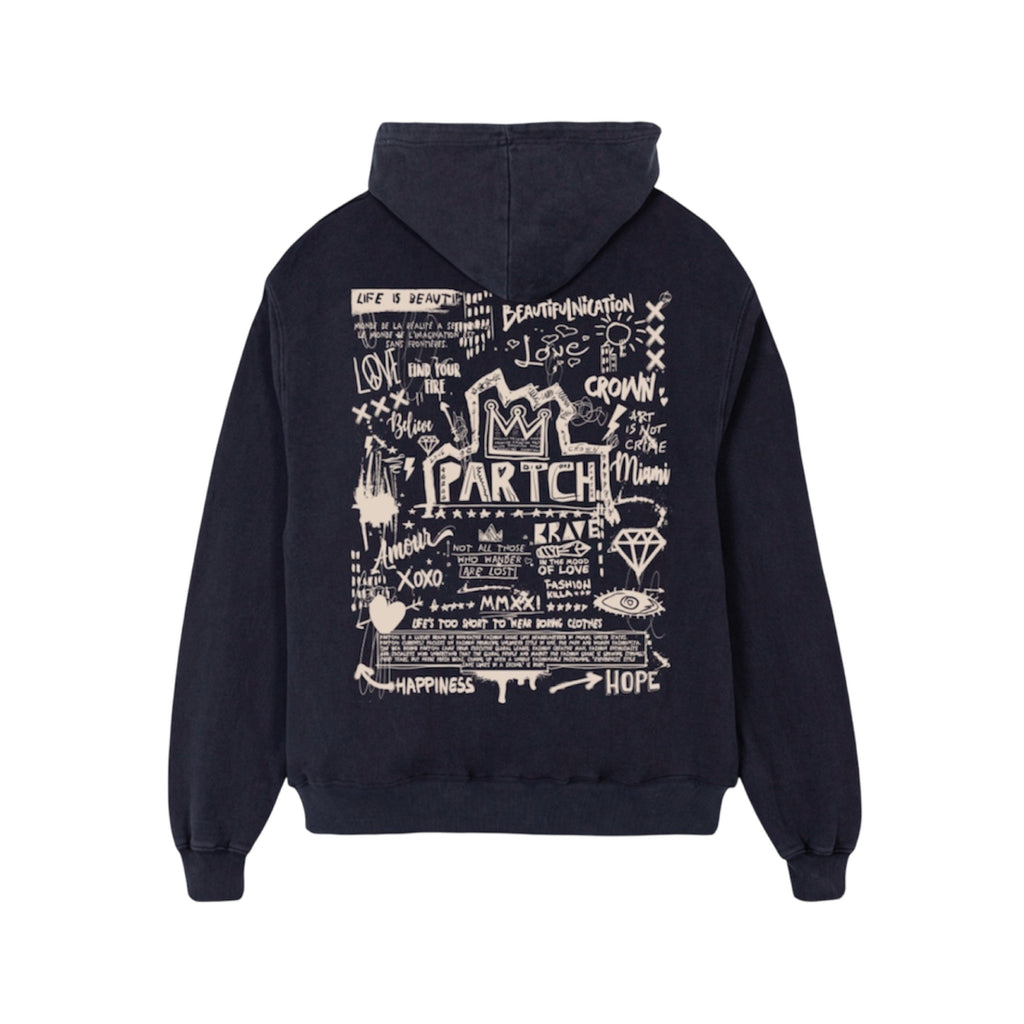 PARTCH Crown Vintage Black Hoodie from Men | Luxury Streetwear