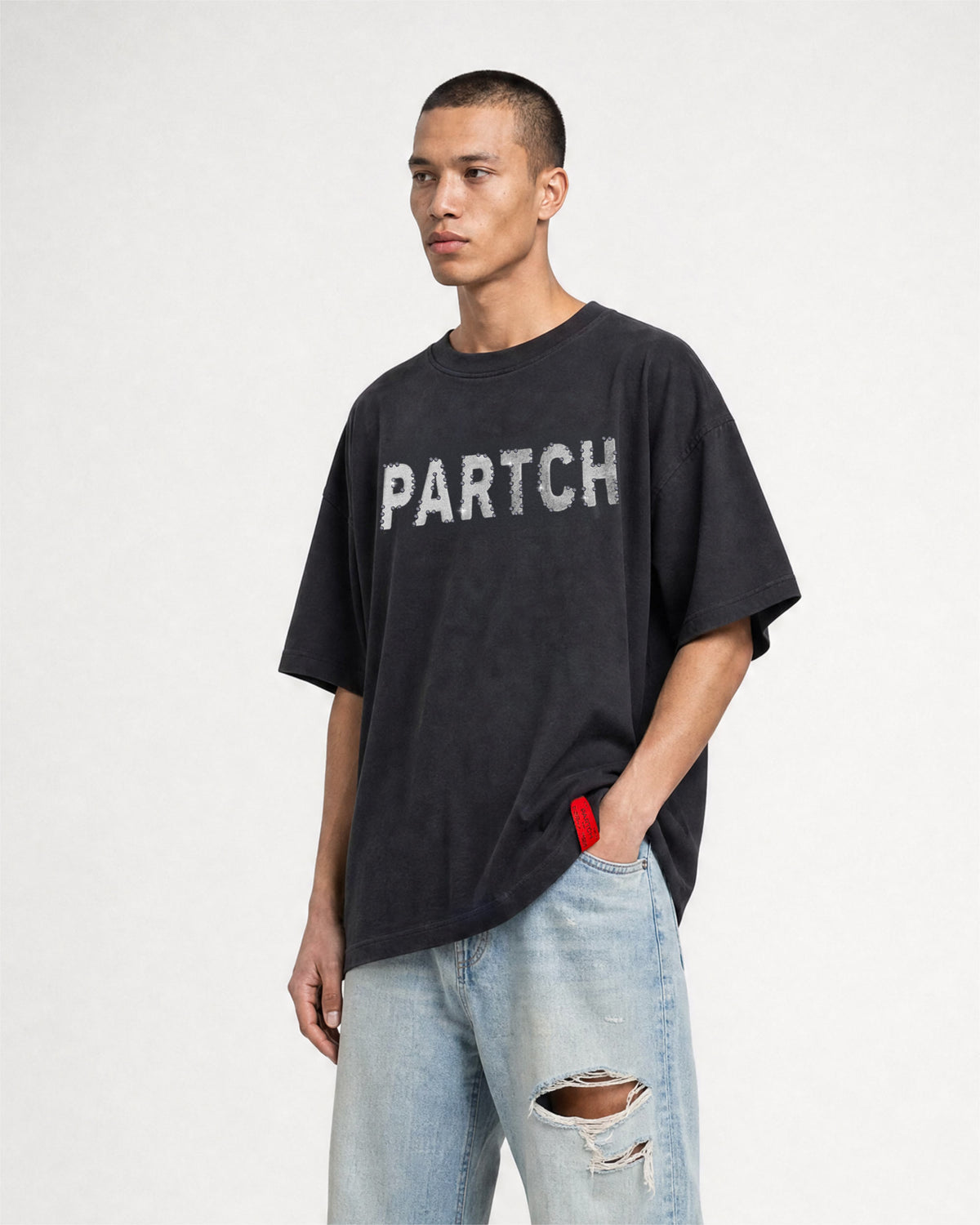 PARTCH Logo Crystal Oversized Tee Vintage Black | Atelier Collection  Streetwear