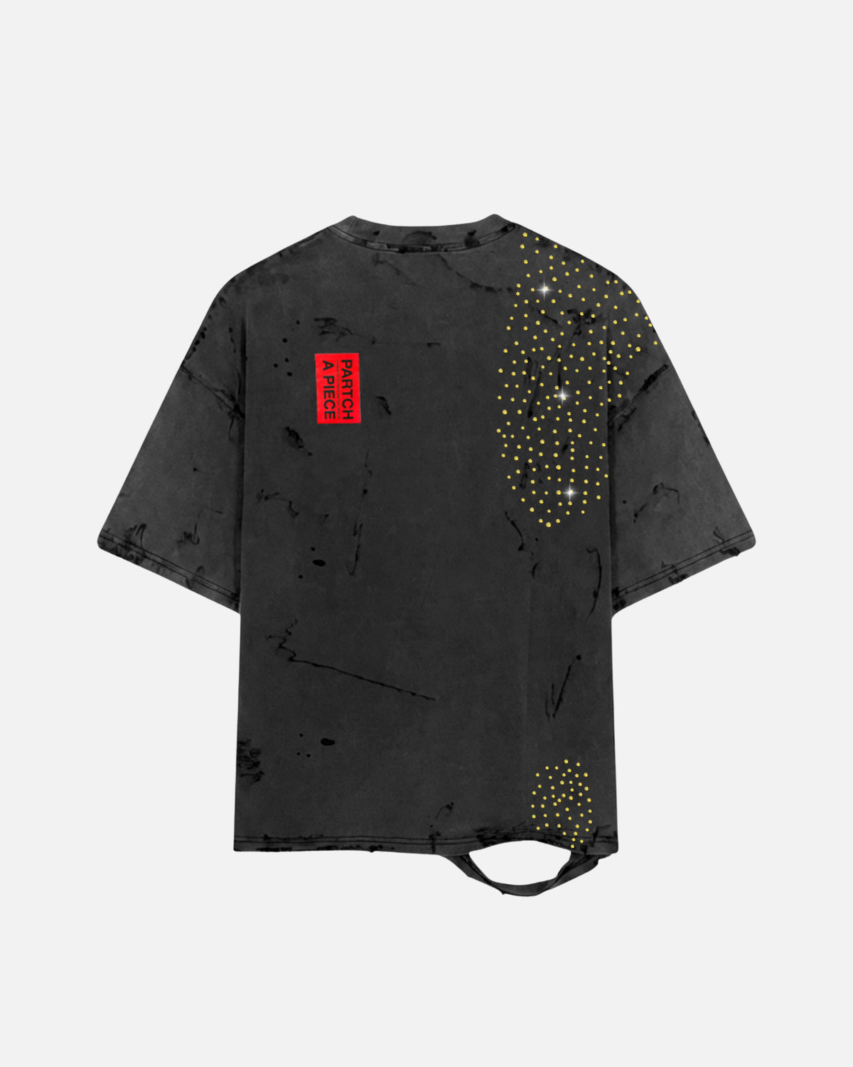 Distressed Crystal yellow Oversized T-Shirt Vintage Black | PARTCH