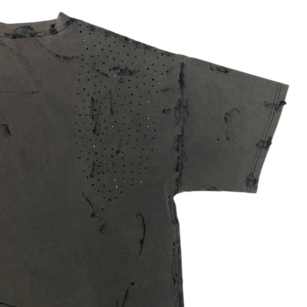 Luxury Black Crystal Embellishment T-Shirt Oversized Fit Cotton for Men