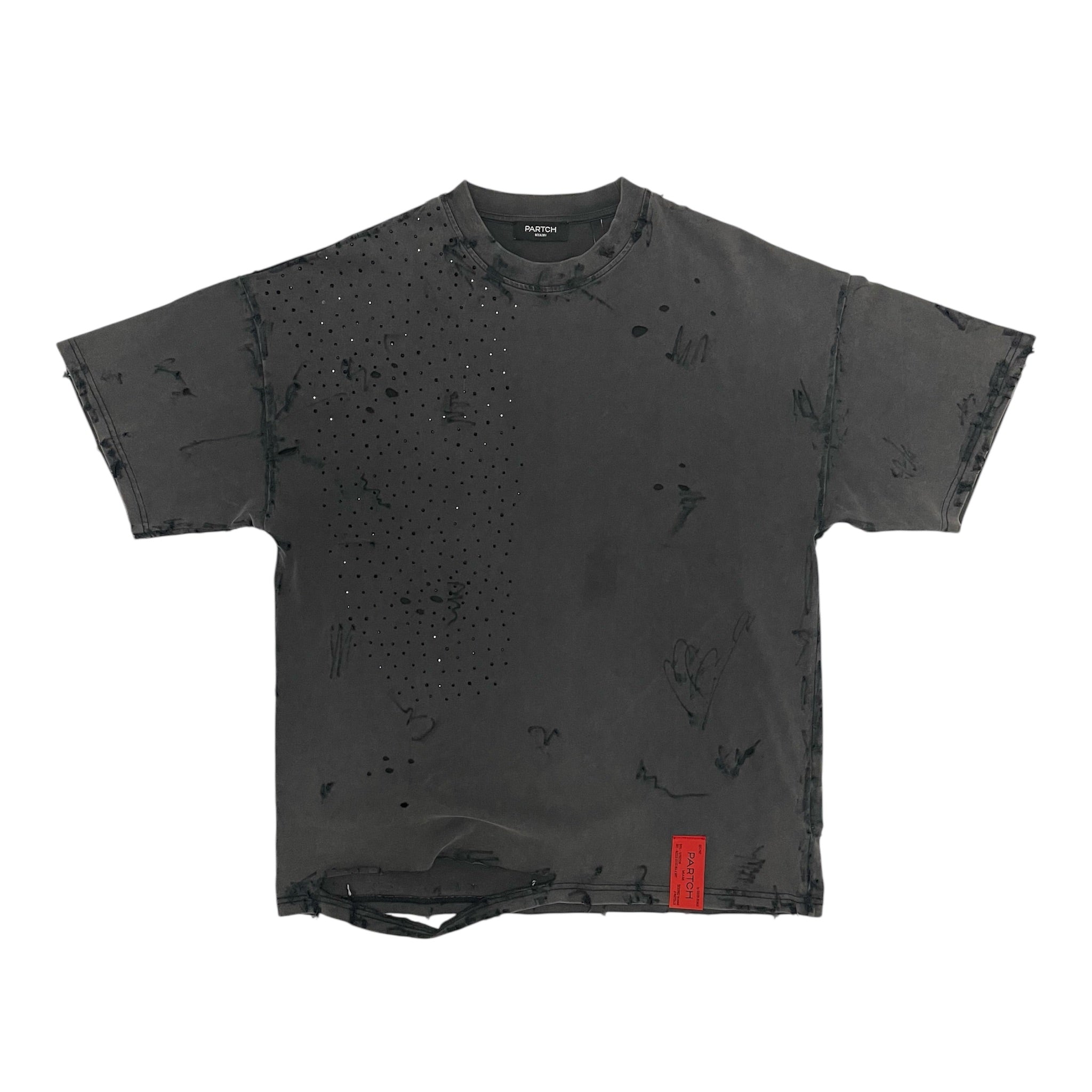 Partch Crystal Embellished T-Shirt Oversized Fit Vintage Black | Luxury Streetwear Tees