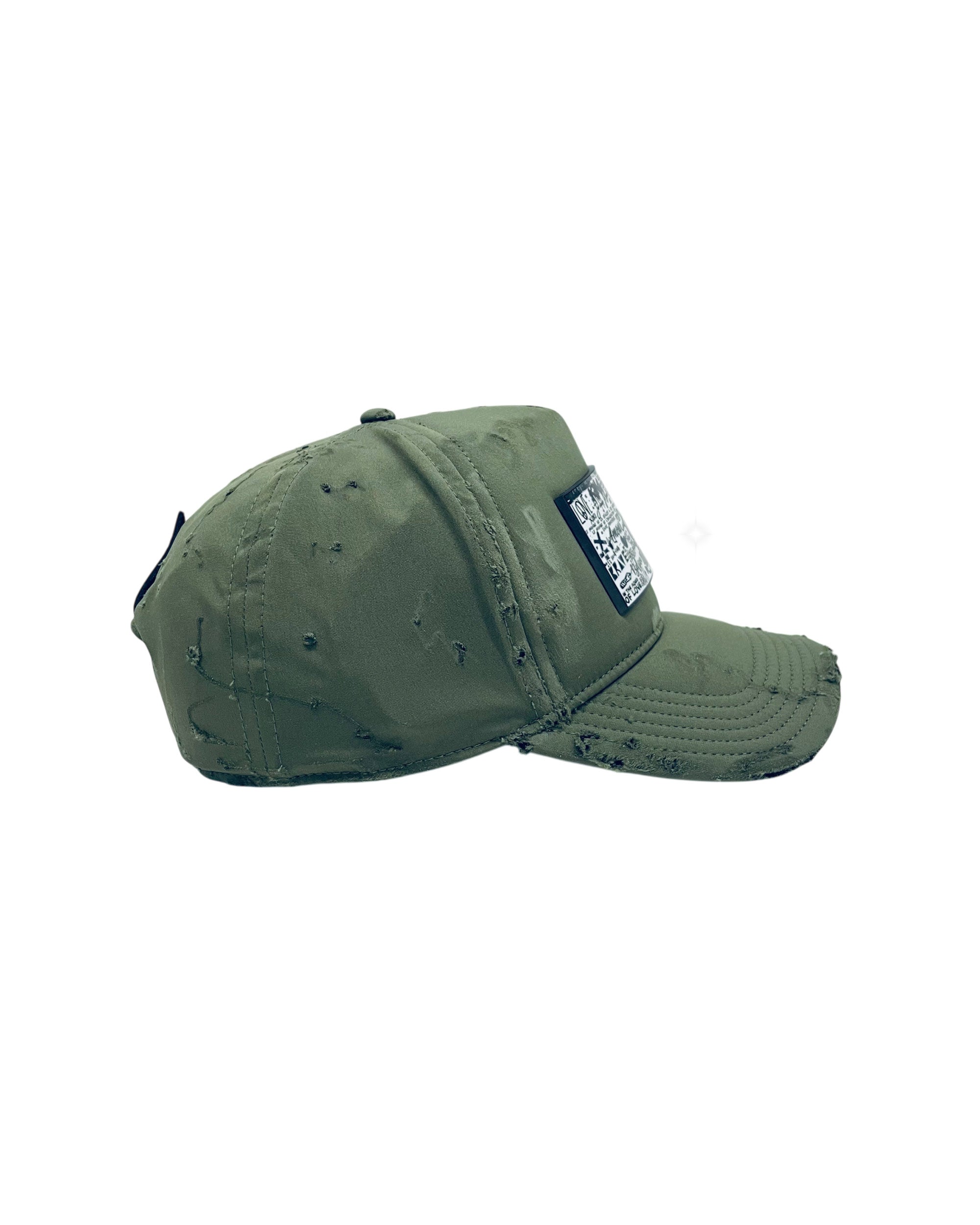 PARTCH Luxury Trucker Hat Distressed Green Removable Partch-Clip | Elegant Chic Cap