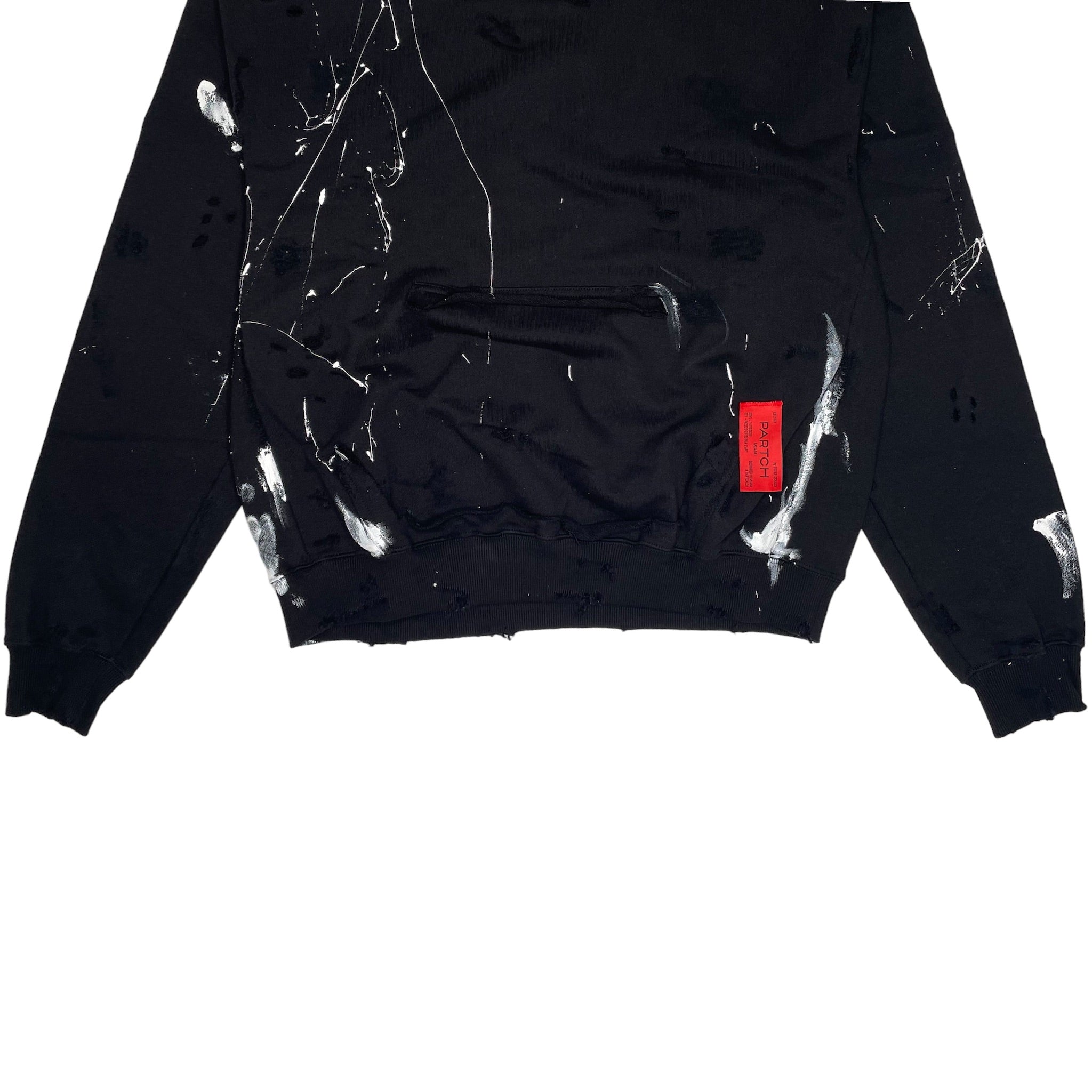 Luxury Men's Distressed Oversized Hoodie Black - Paint-Splatters