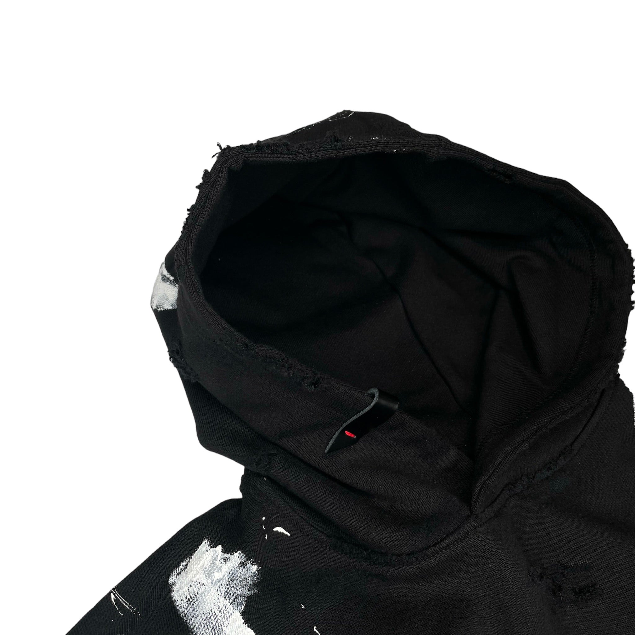 Partch Black Distressed Hoodie Paint Splatter | Luxury Streetwear