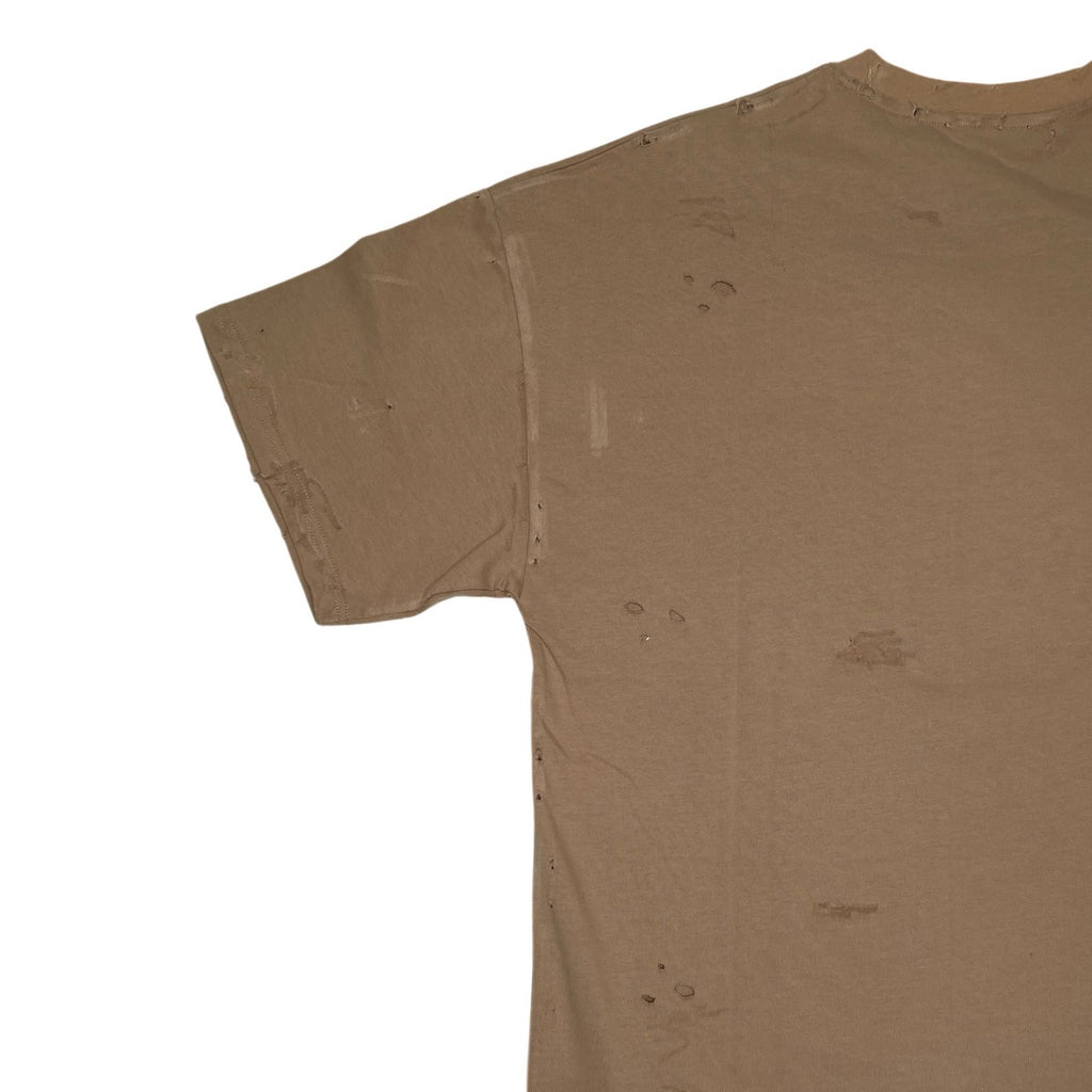 Partch Oversized Tee Distressed Tan  Brown | Designer T-Shirts