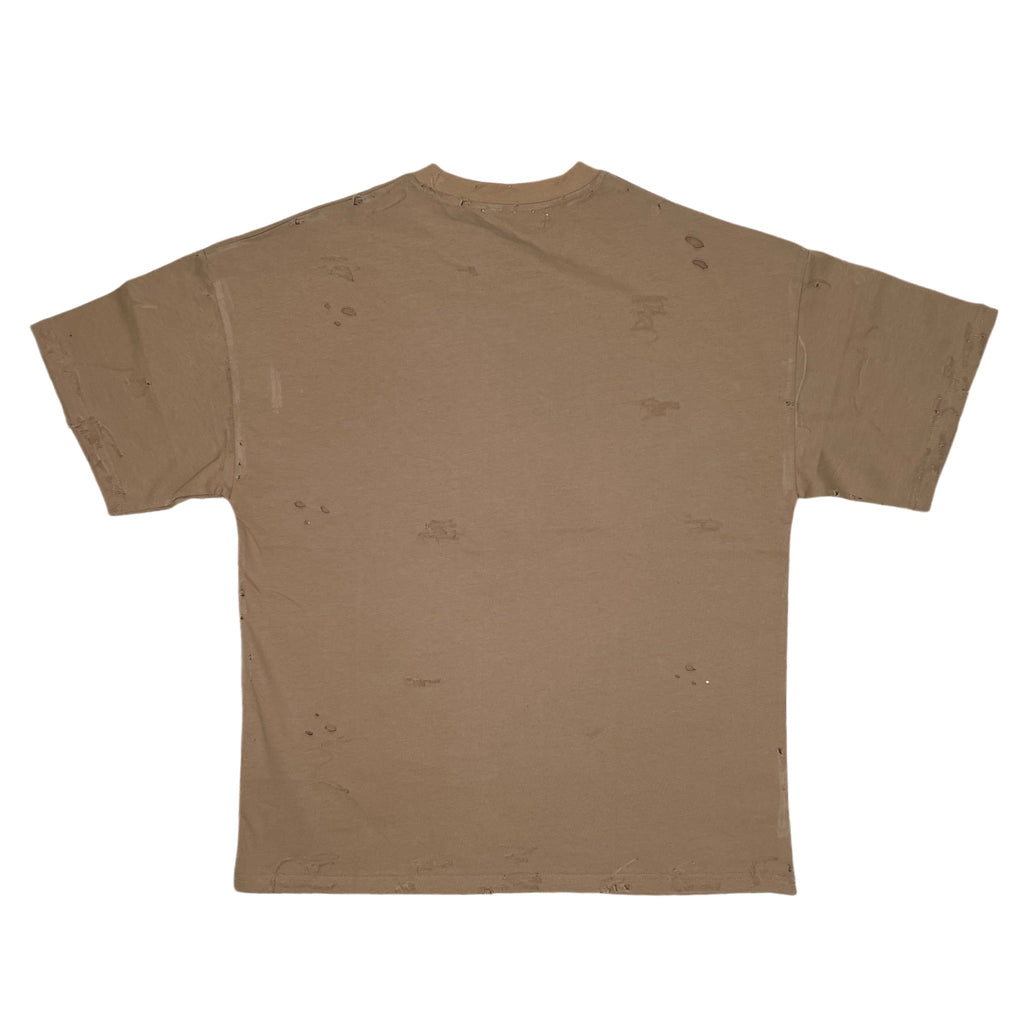 Distressed Oversized T-Shirt Tan Light Brown Cotton | Partch Fashion