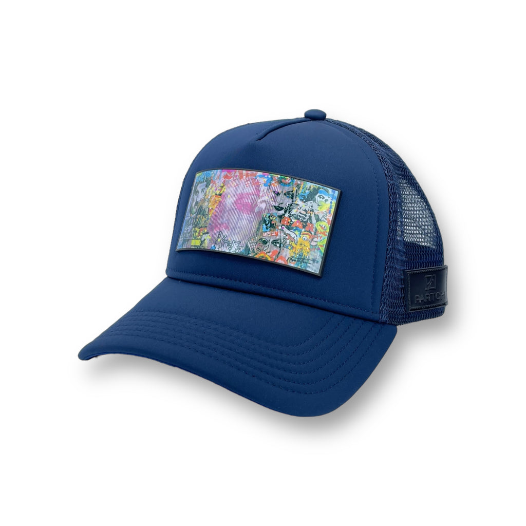 Dreams Art Trucker Hat Nave Blue w/ removable patch | PARTCH Fashion 