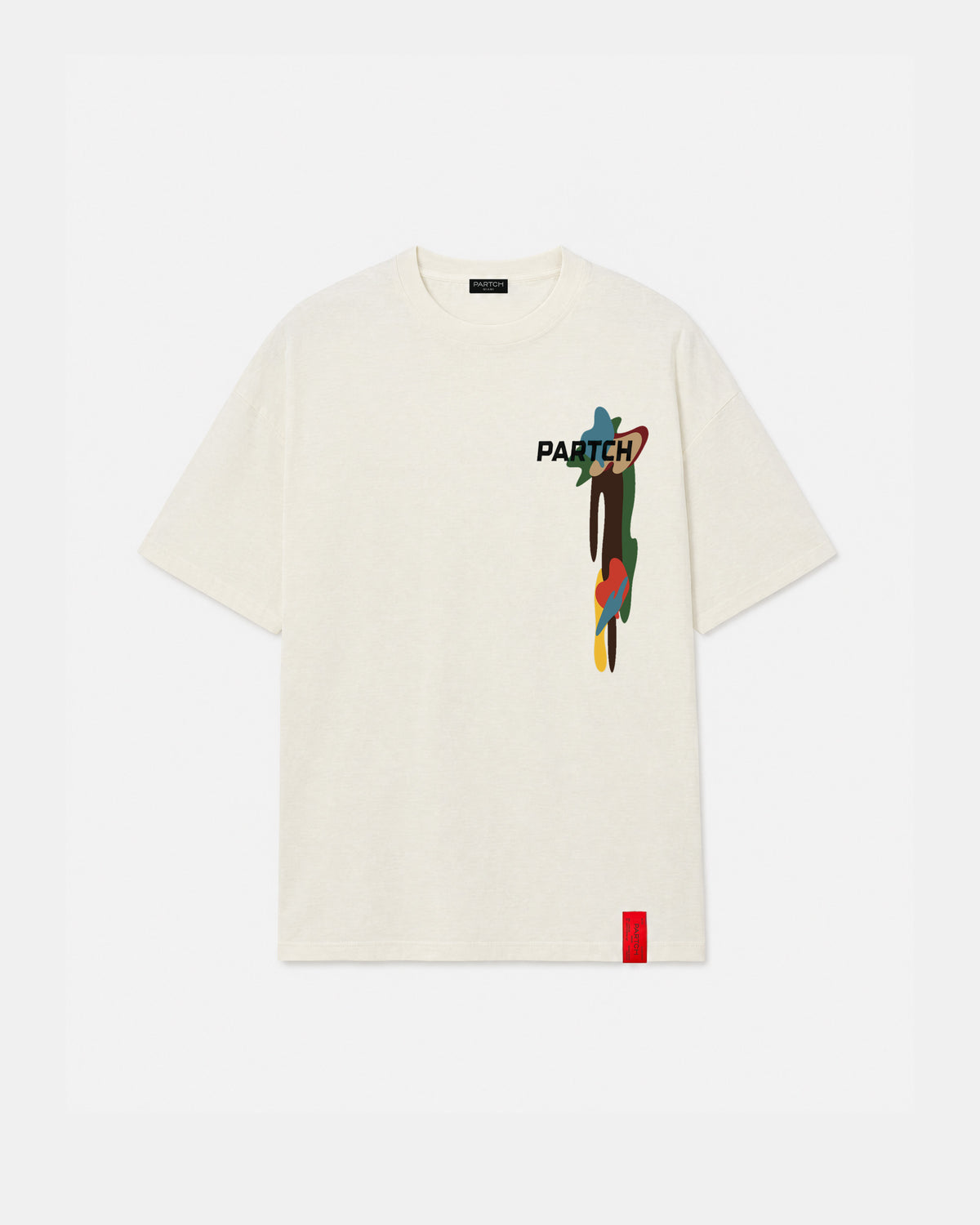 PARTCH Drift Luxury Oversized T-Shirt in Cream with Green Graphic Printed | Designer Streetwear