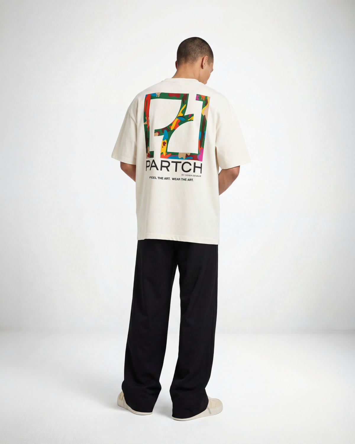 PARTCH Drift Graphic Logo Oversized T-Shirt in Beige for Men | Luxury Streetwear