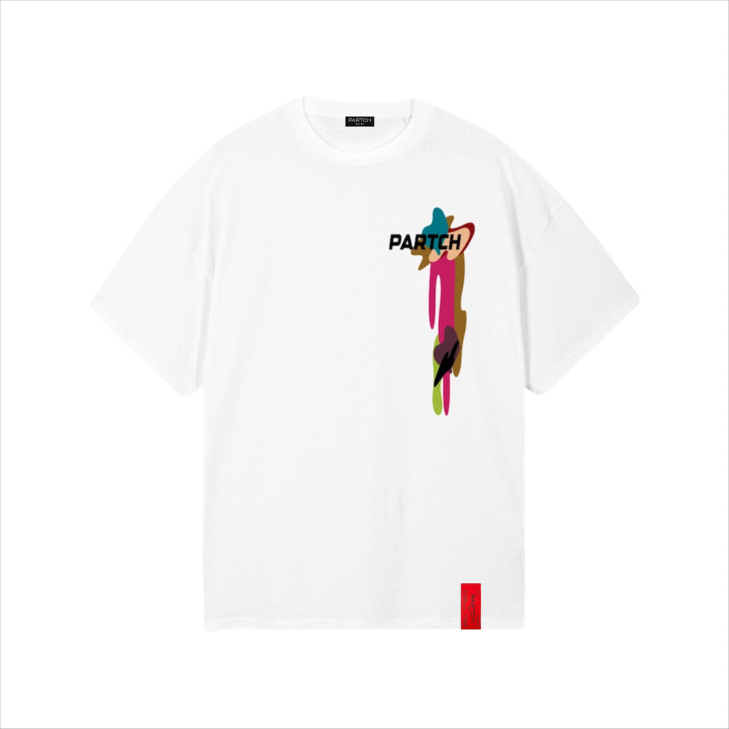 Partch Drift White Oversized Tee Graphic Printed Front and Back | Men's Streetwear