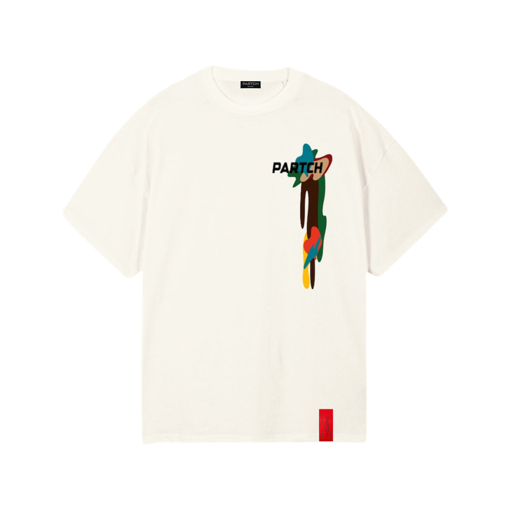 PARTCH Drift Luxury Oversized T-Shirt in Cream with Green Graphic Printed | Designer Streetwear