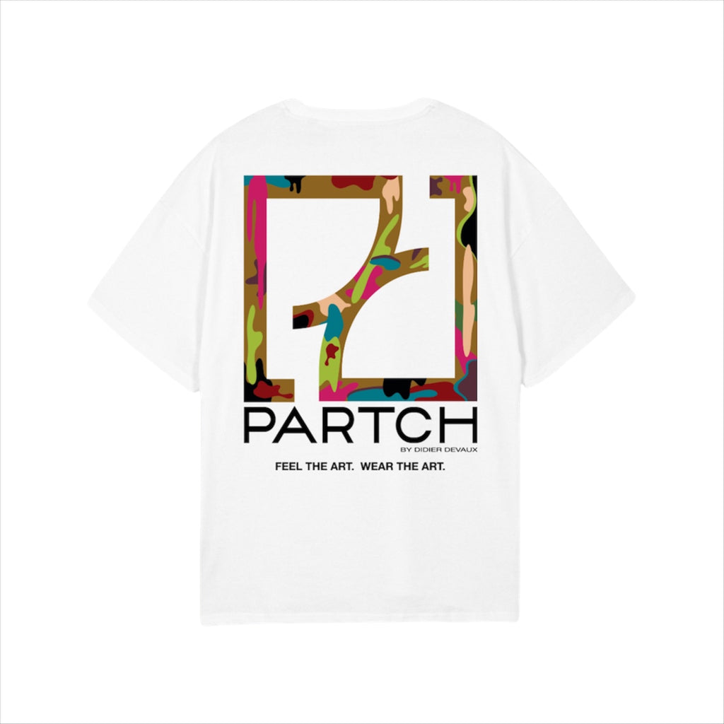 White Designer Fashion Oversized Tee Graphic Print | Partch 