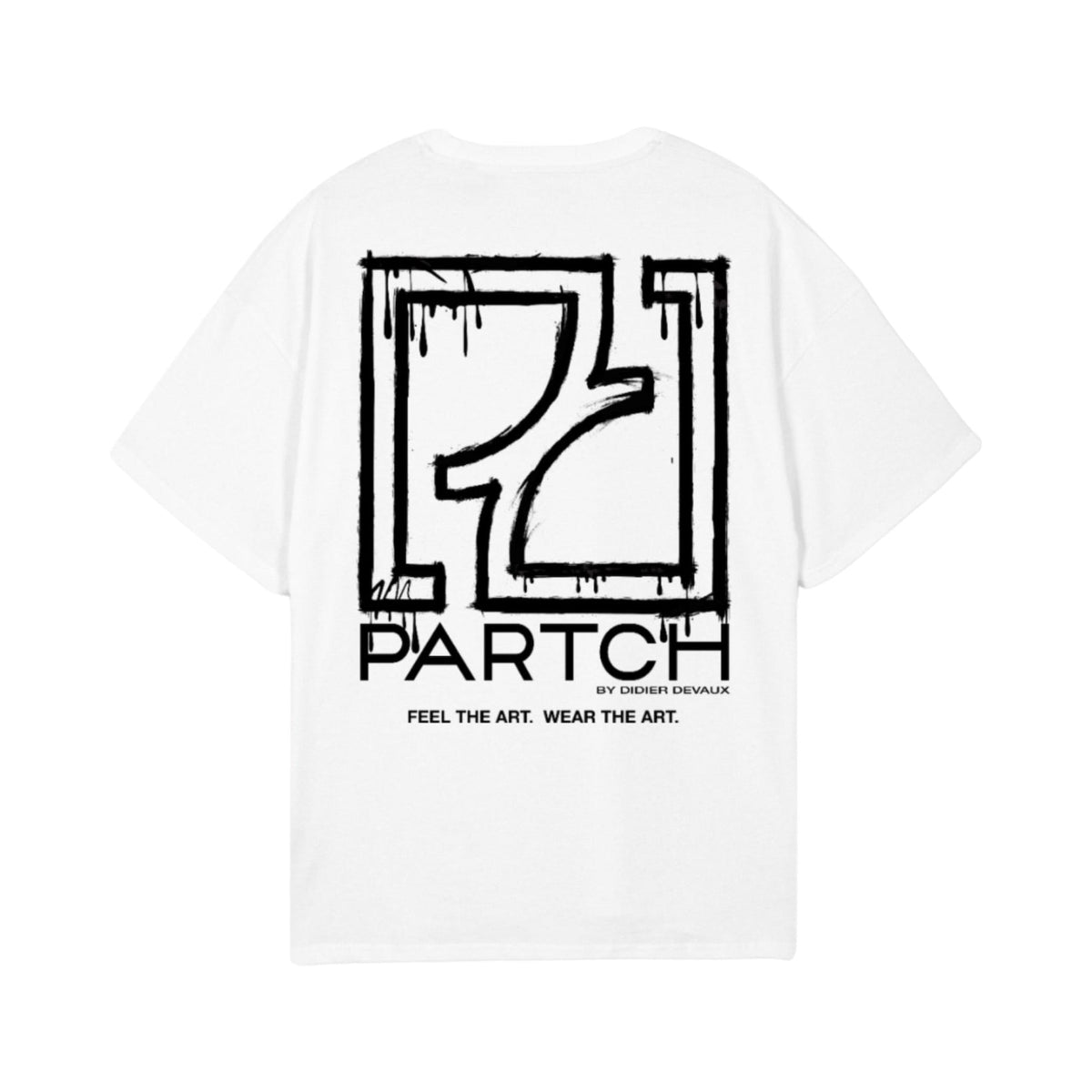 PARTCH Drip Luxury Oversized Tee White Cotton Art Printed on the Back