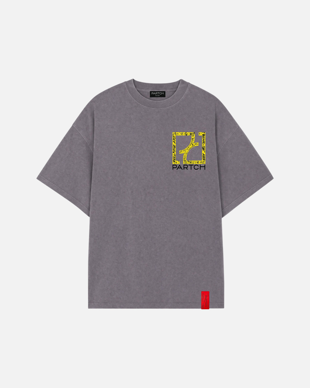 Partch Oversized Tee Echo Graphic Printed Grey Pigment Cotton