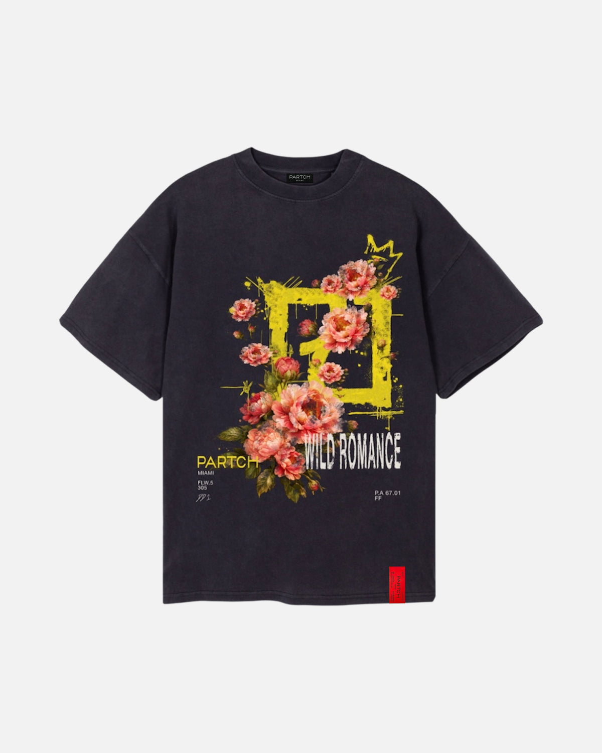 PARTCH Eden Flower Luxury t-Shirt Oversized Fit Vintage Black Cotton