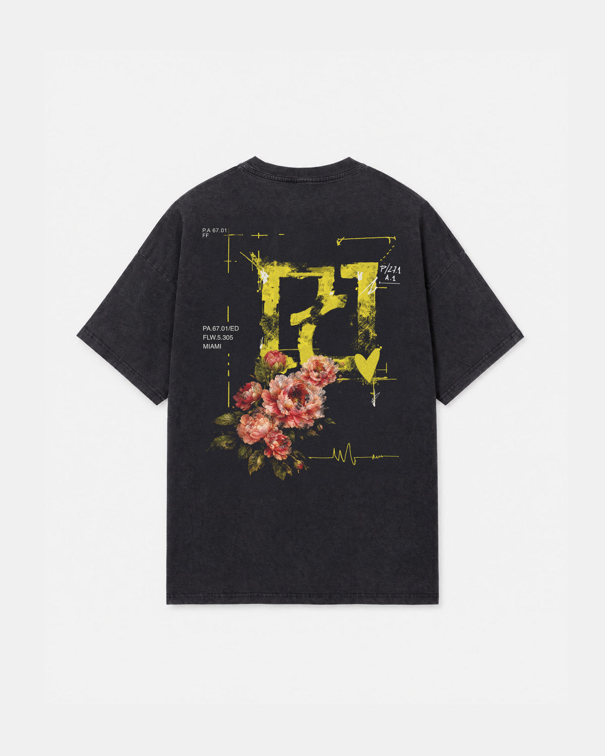 Flower Eden Luxury Oversized T-Shirt Vintage Black Cotton | PARTCH