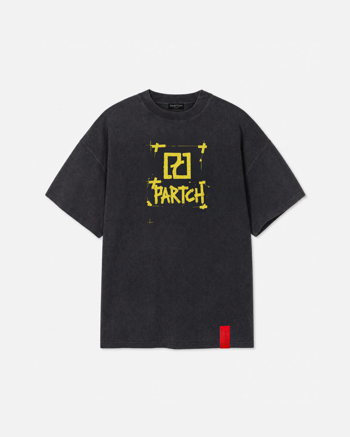 PARTCH Element Oversized Tee in vintage black with yellow artwork