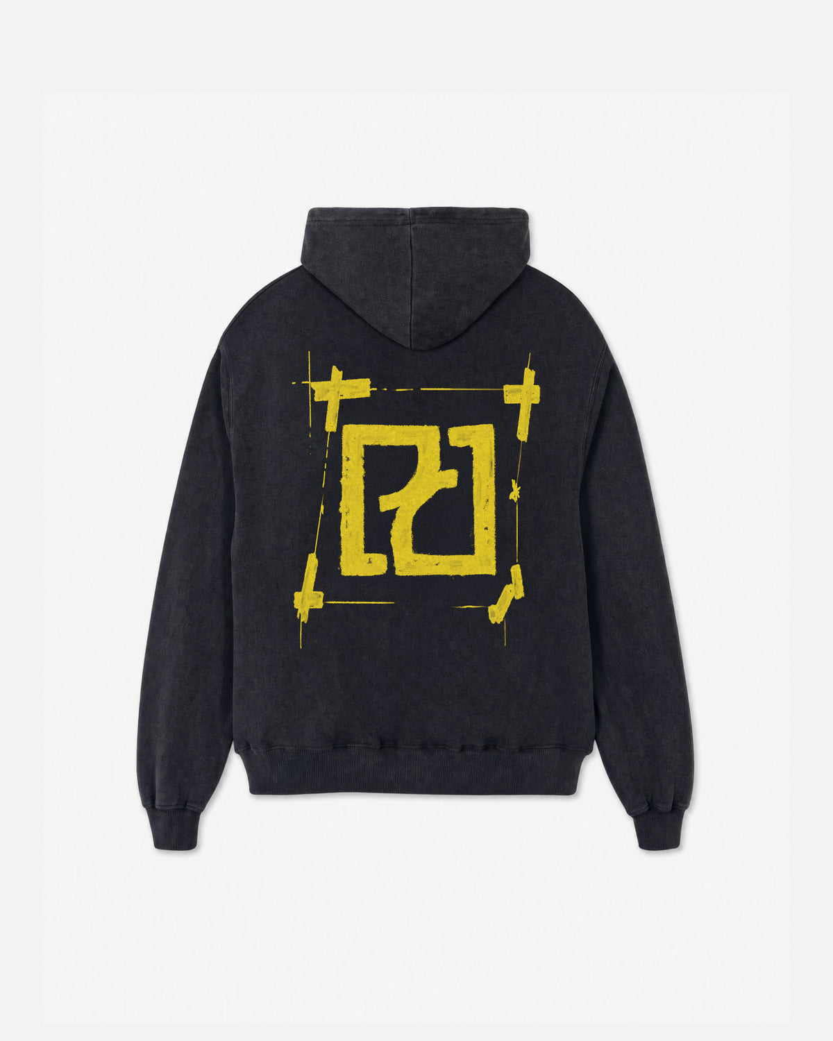 Element vintage black luxury oversized hoodie with yellow PARTCH art printed | Casual Chic