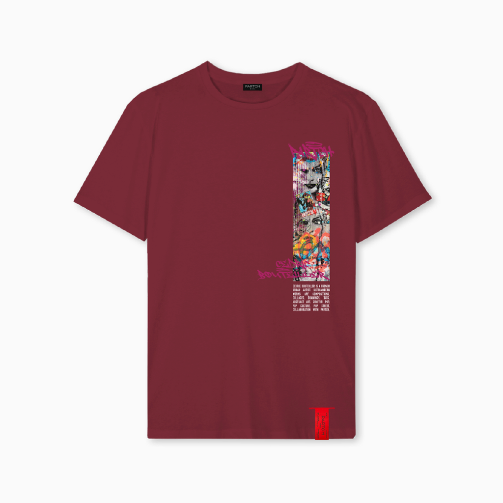 Partch T-Shirt Dreams Burgundy Art Graphic printed at the front and back