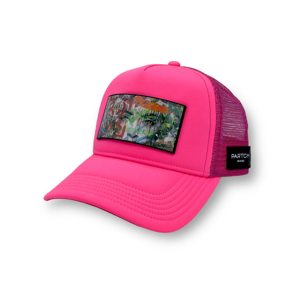 Men's Eyes of Love Art Logo Trucker Hat by Partch - Pink Hats| PARTCH-Clip