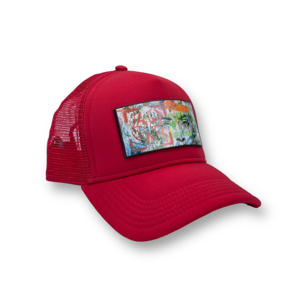 Eyes of Love Luxury Trucker Hat red PARTCH and PARTCH-Clip removable 