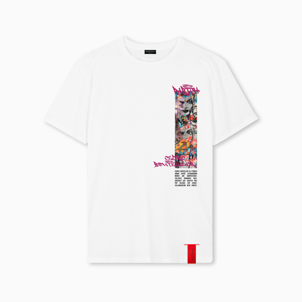 PARTCH Dreams t-Shirt in White, graphic printed front and back