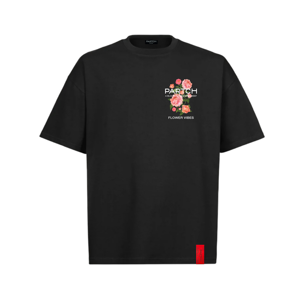 Partch Flower Printed Logo T-Shirt Oversized Fit for Men | Casual Chic Style