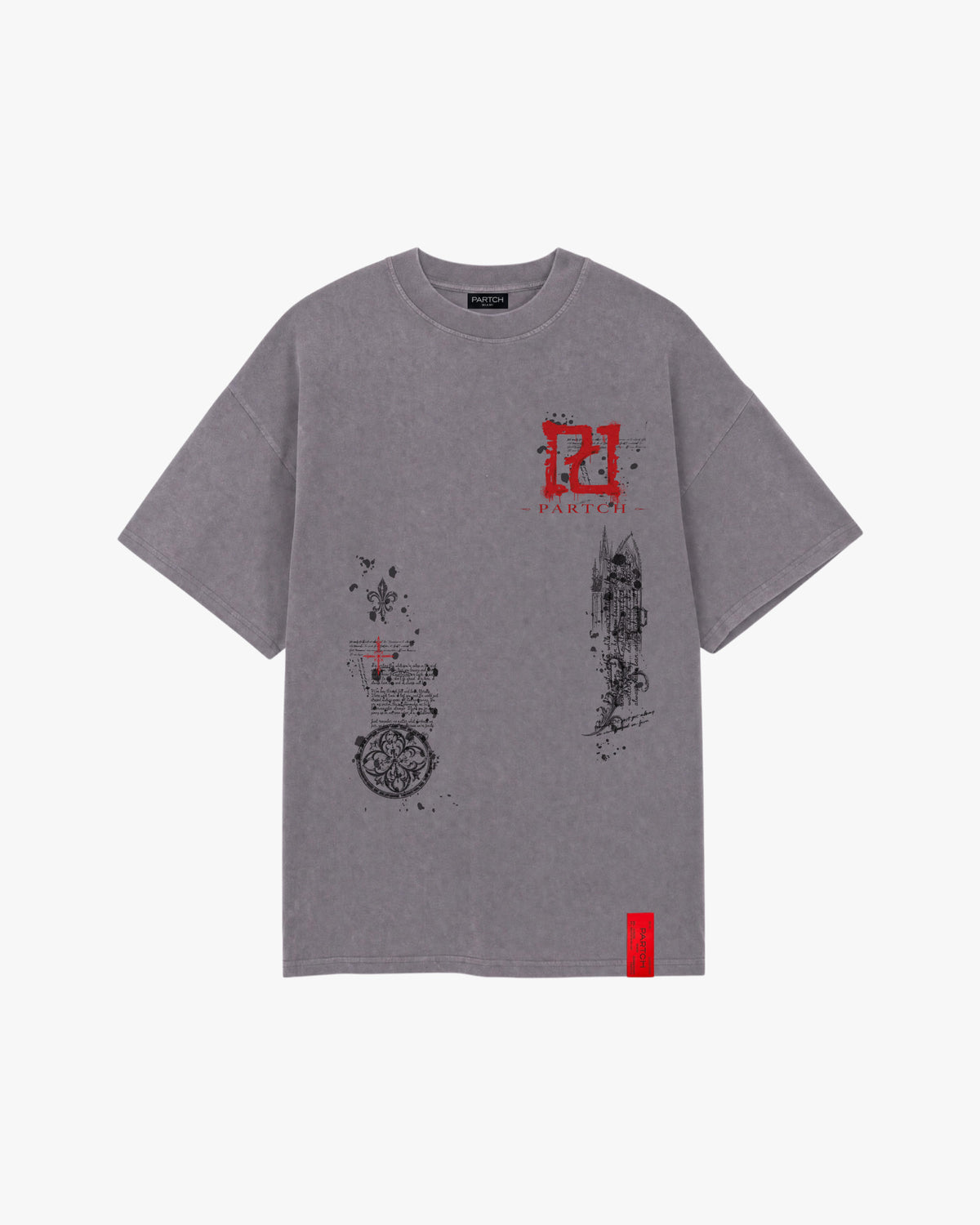 Forged Pigment Grey Oversized T-Shirt Art Graphic Printed at the Front |  PARTCH