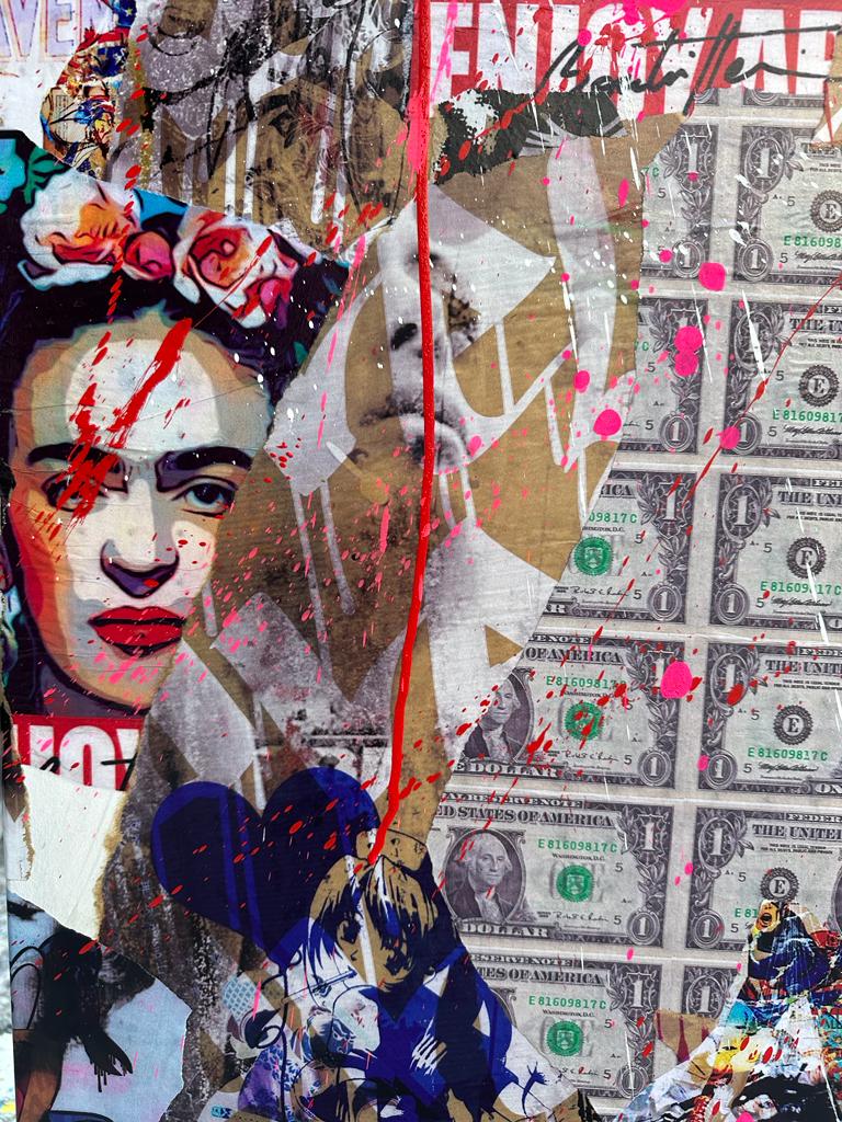 PARTCH X Cedric Bouteiller French Artist - Frida and U.S Dollars Artwork