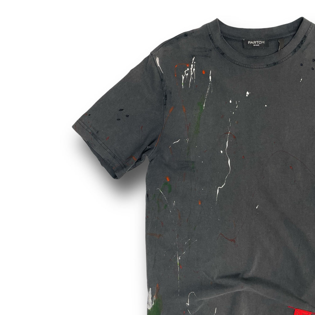 Partch Hand Painted Distressed T-Shirt Workshop Vintage Black for Men