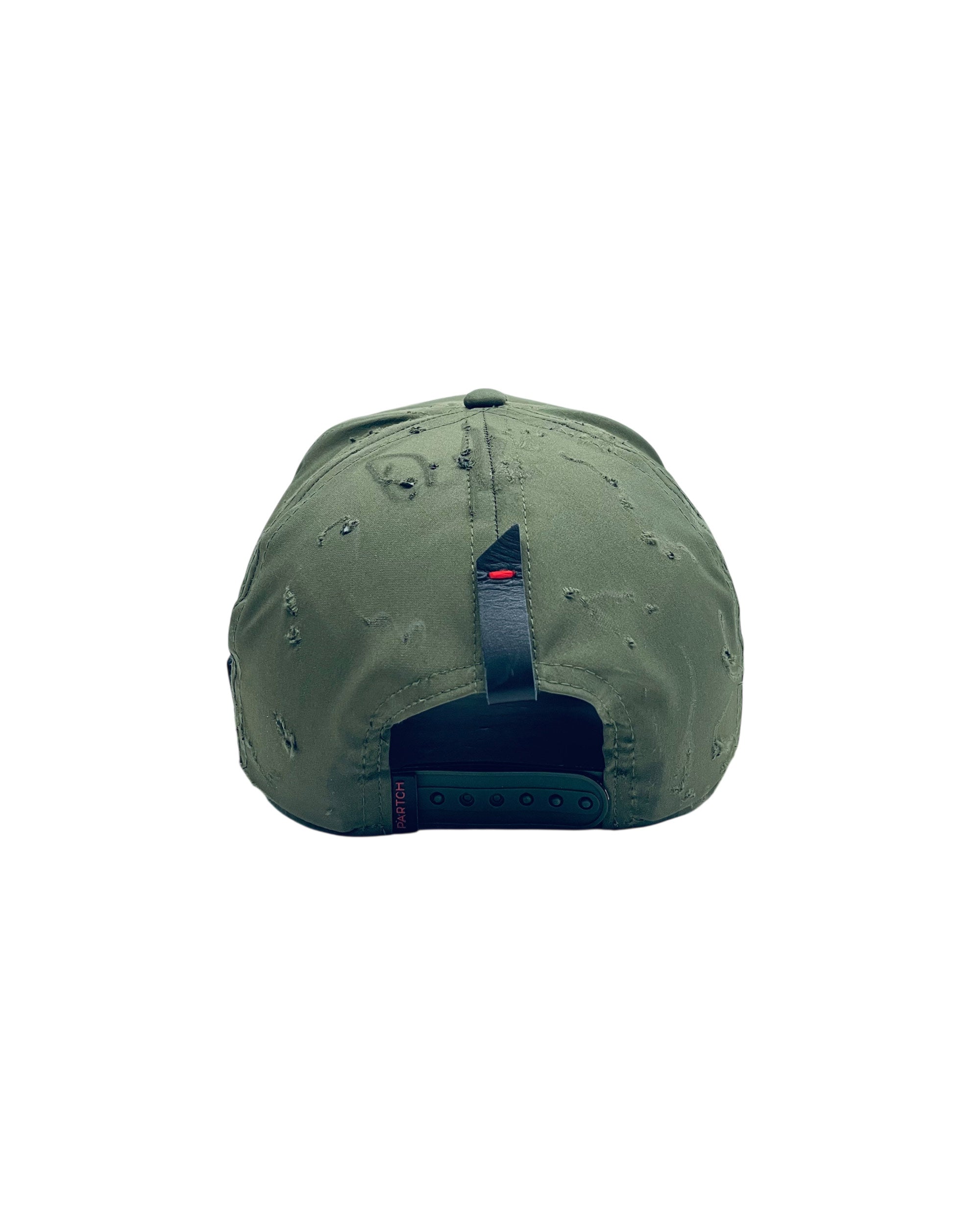 PARTCH Distressed Green Trucker Hat Full Fabric for Man | Leather Cap