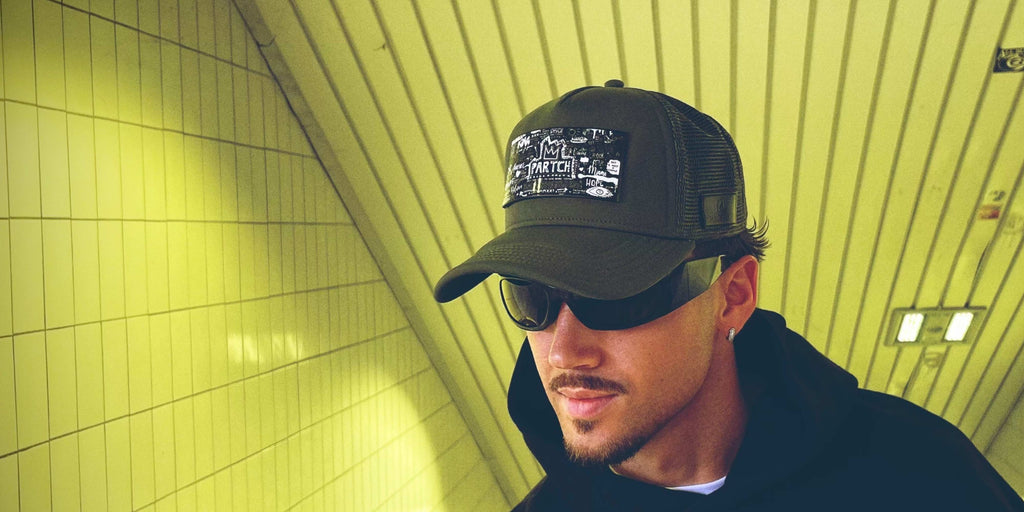 Partch Luxury Fashion Trucker Hat in Green with Removable Patch Popo Love Art | by Didier Devaux