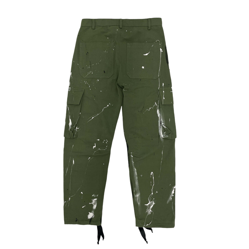 Partch Atelier Hand Painted Cargo Pant Green Leather Strap | Designer Pants