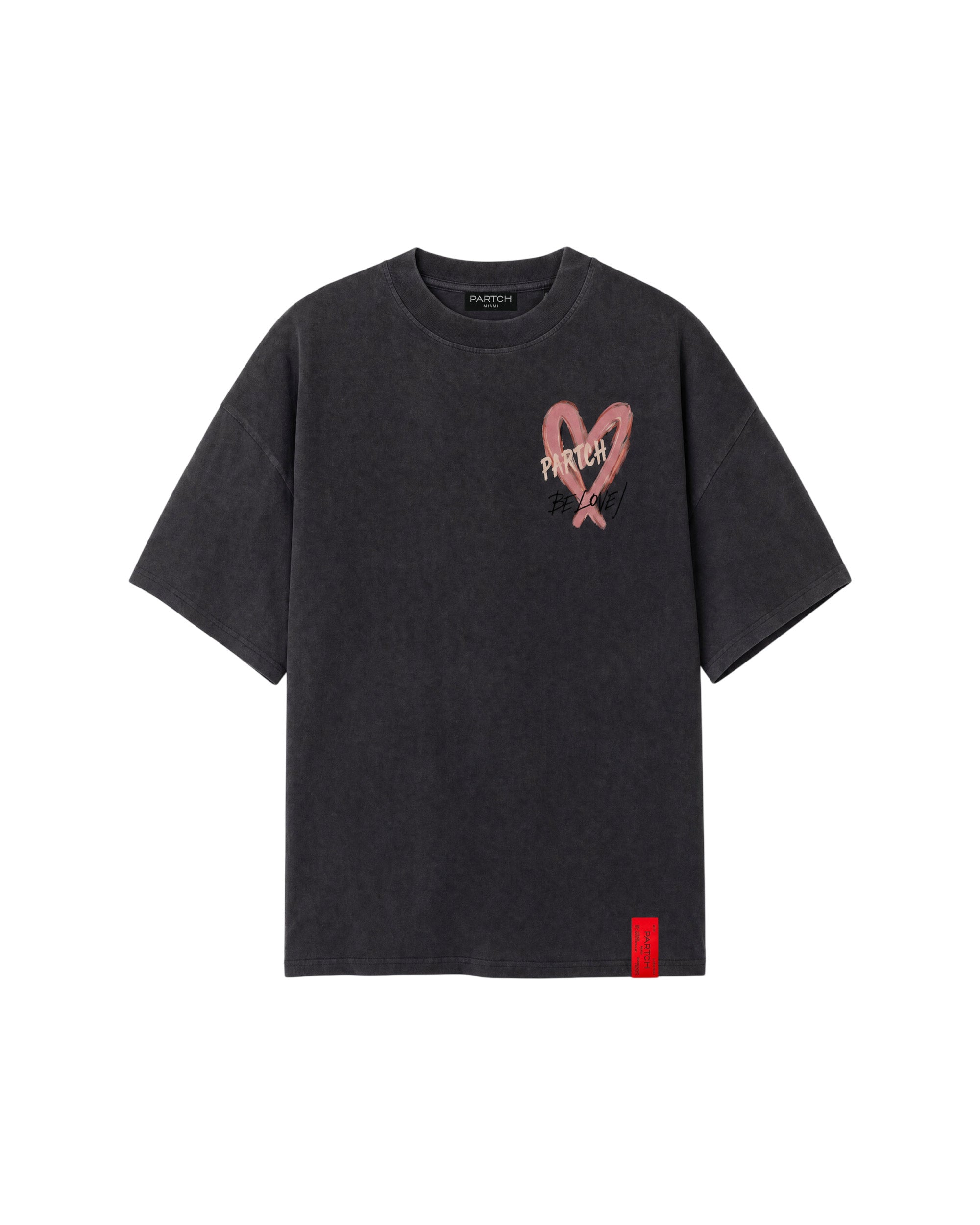 PARTCH Heart Love Oversized T-Shirt Washed Black Cotton – PARTCH