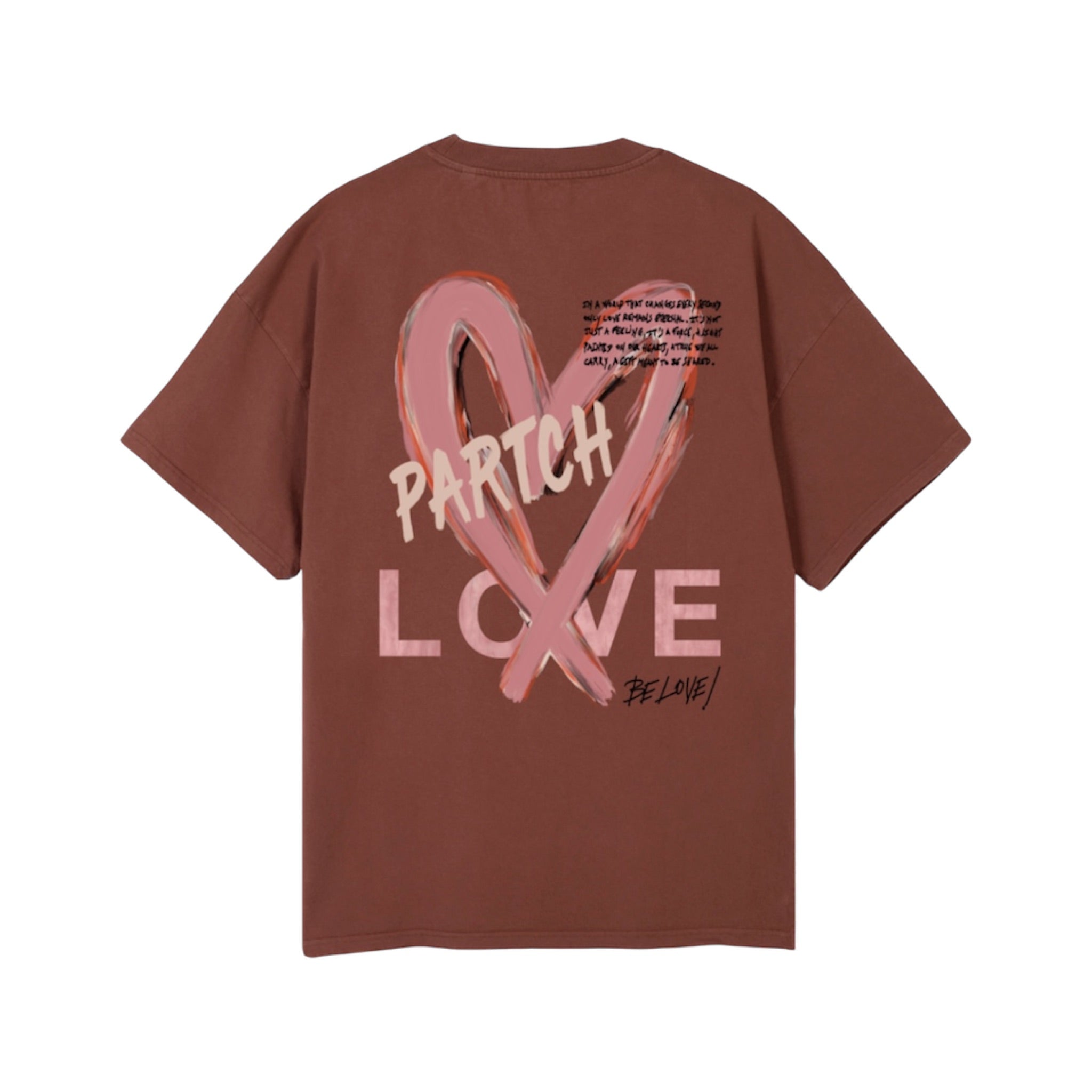 Partch Luxury T-Shirt Graphic Heart Artwork in Brown Organic Cotton 
