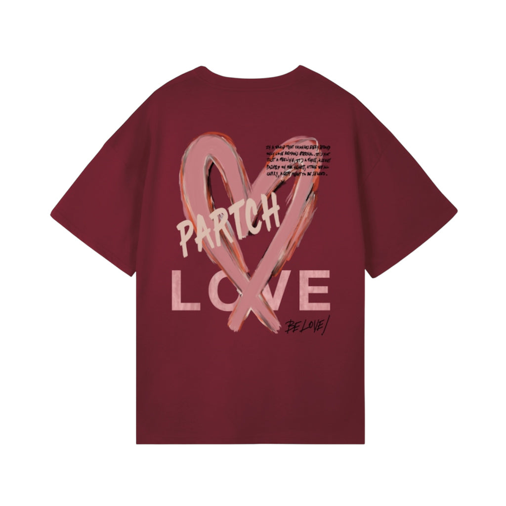 Heart Graphic T-Shirt Oversized Fit Cotton in Burgundy for Men's and Women's | PARTCH