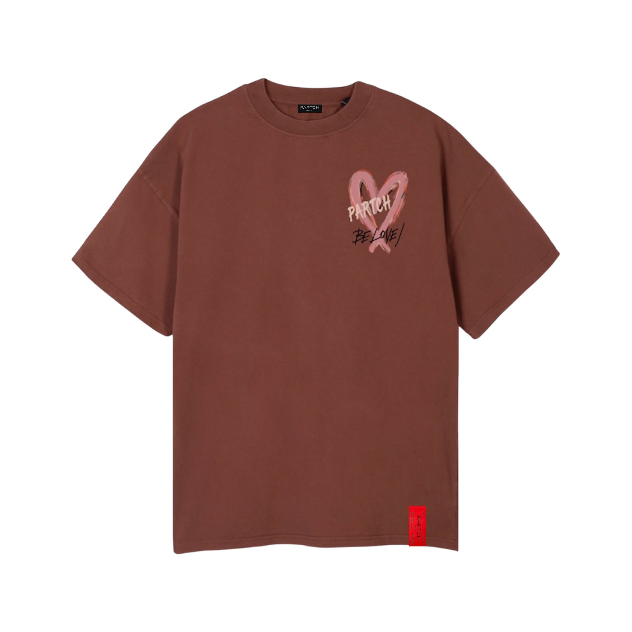PARTCH Heart Oversized T-Shirt in Brown Organic Cotton for Men