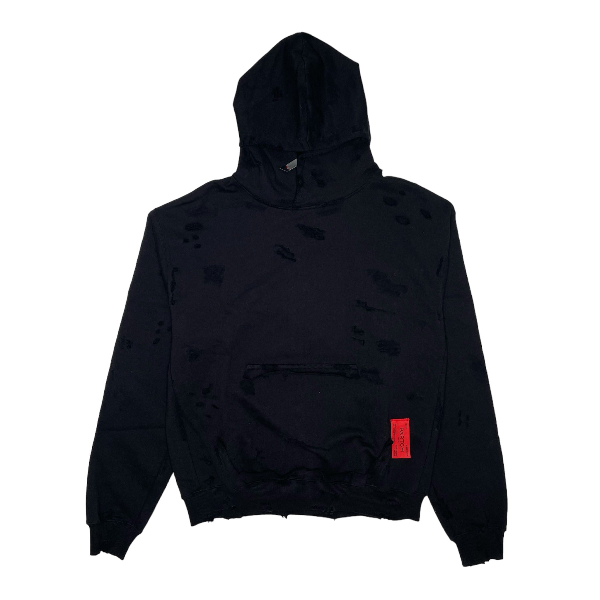 Partch Distressed Hoodie Black for Men