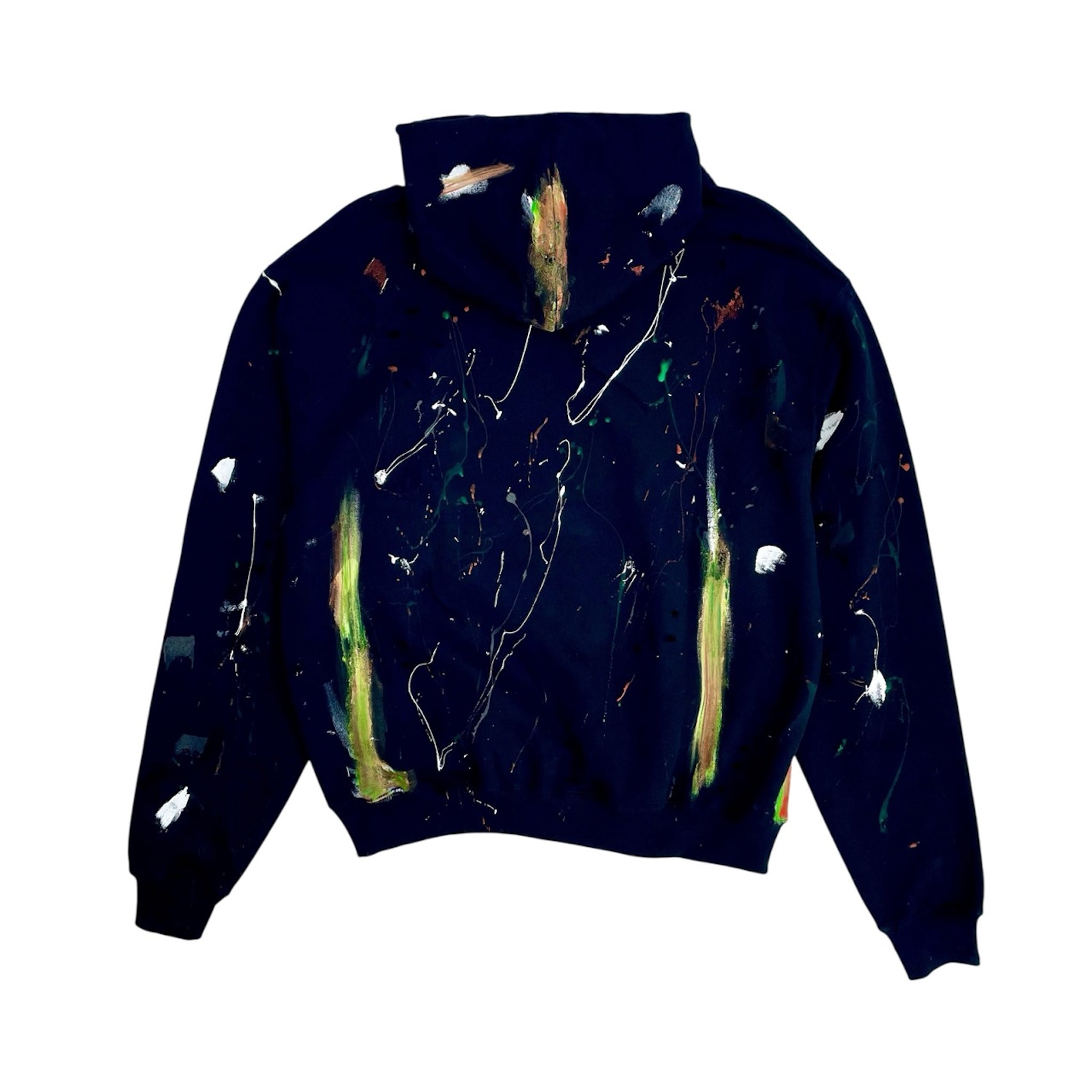 Partch Oversized Hoodie Distressed Hand-Painted Red Leather Patch 