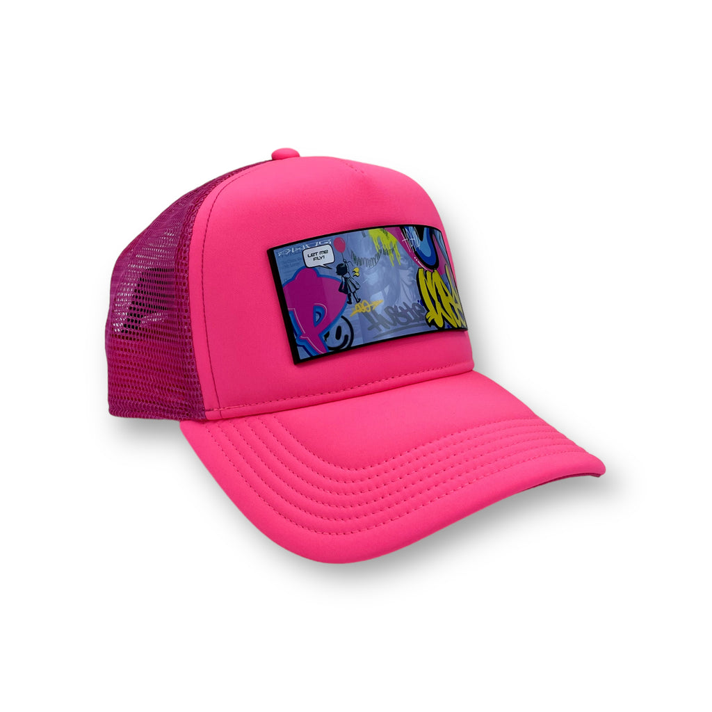 PARTCH Hustle Art Trucker Hat Men's - Urban Style Partch-Clip removable | Pink Hats