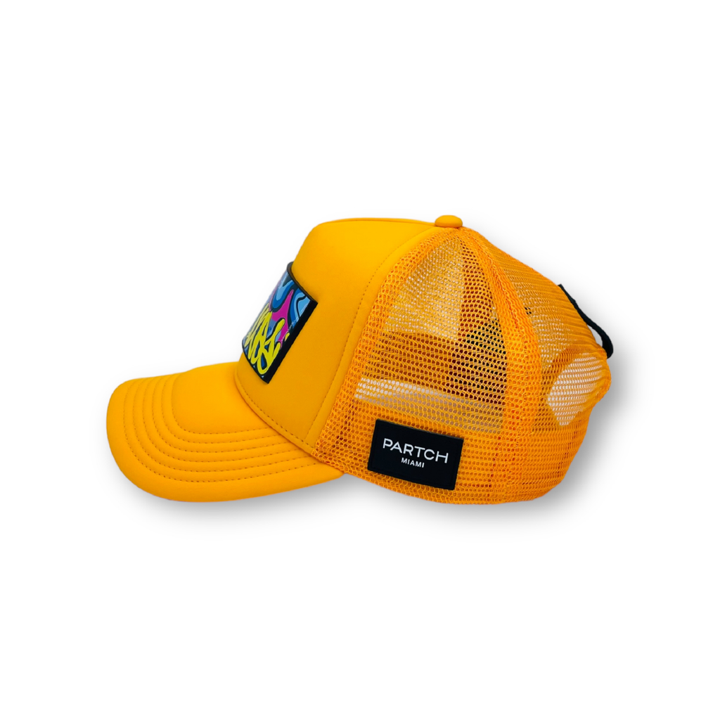 Partch Hustle Urban Art Trucker Hat in Yellow