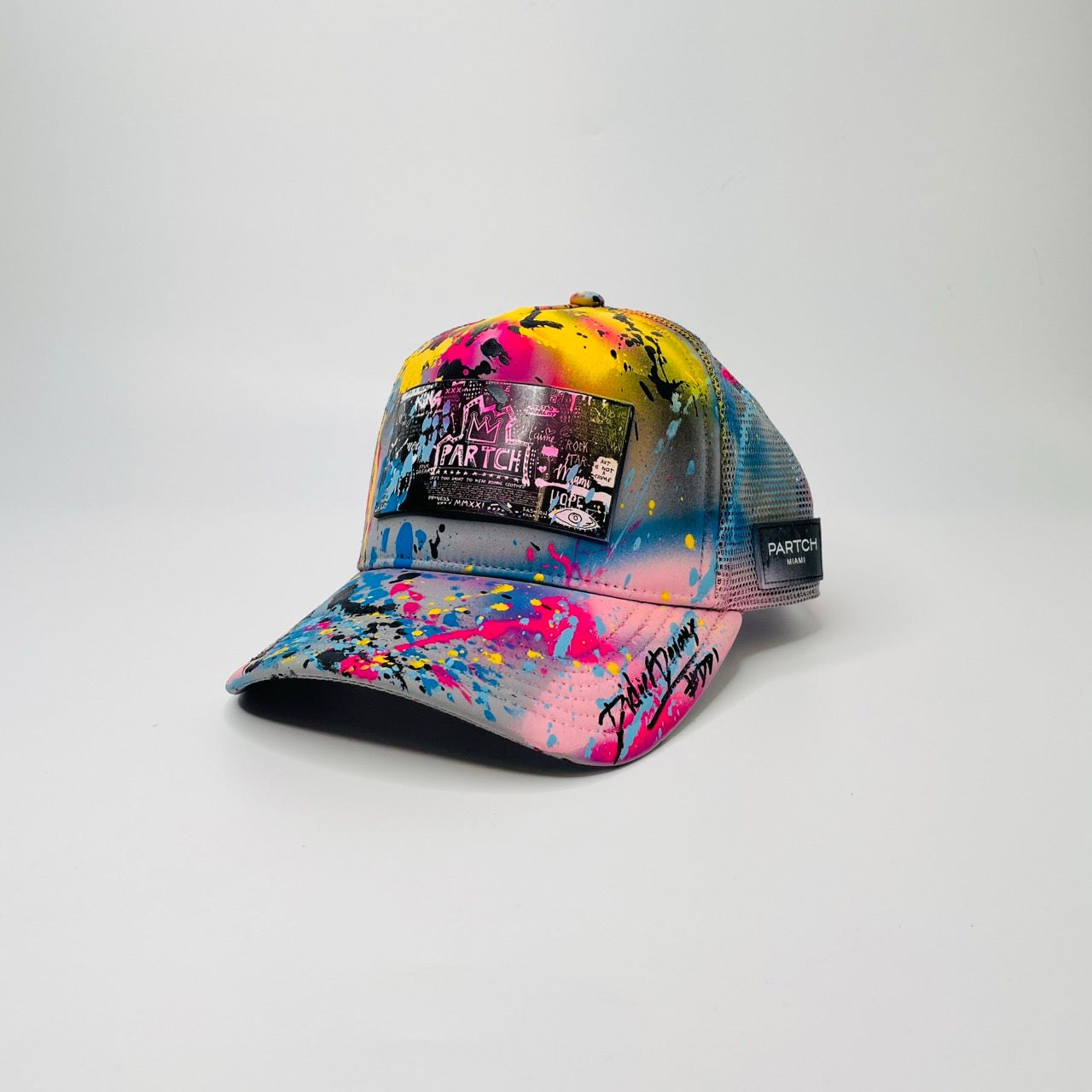 Partch Pop Love Gray Trucker Hat Hand-Painted Workshop | Limited Edition Didier Devaux