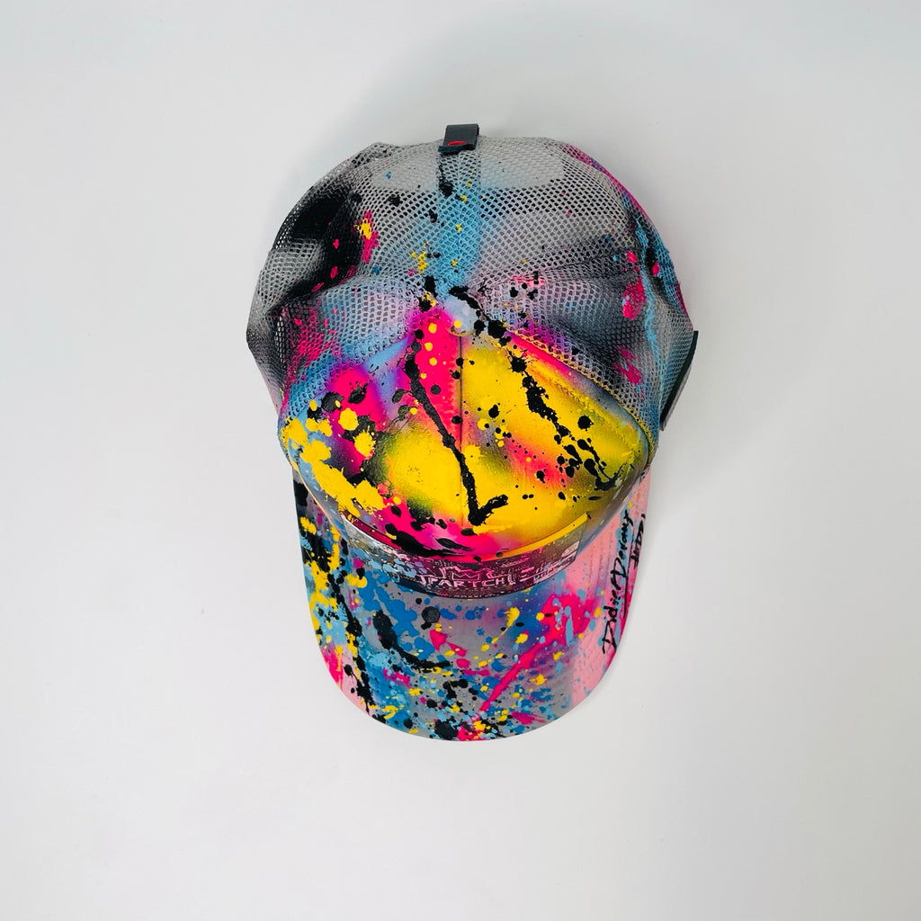 PARTCH Pop Love Trucker Hat Gray for Men | Hand-Painted Limited Edition Cap